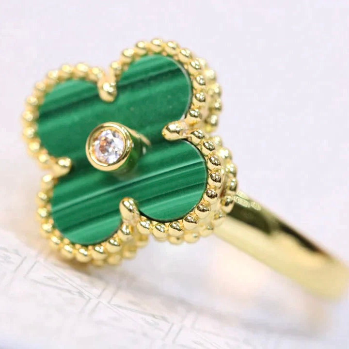 ¡®Loco¡¯CLOVER MALACHITE RING GOLD DIAMOND