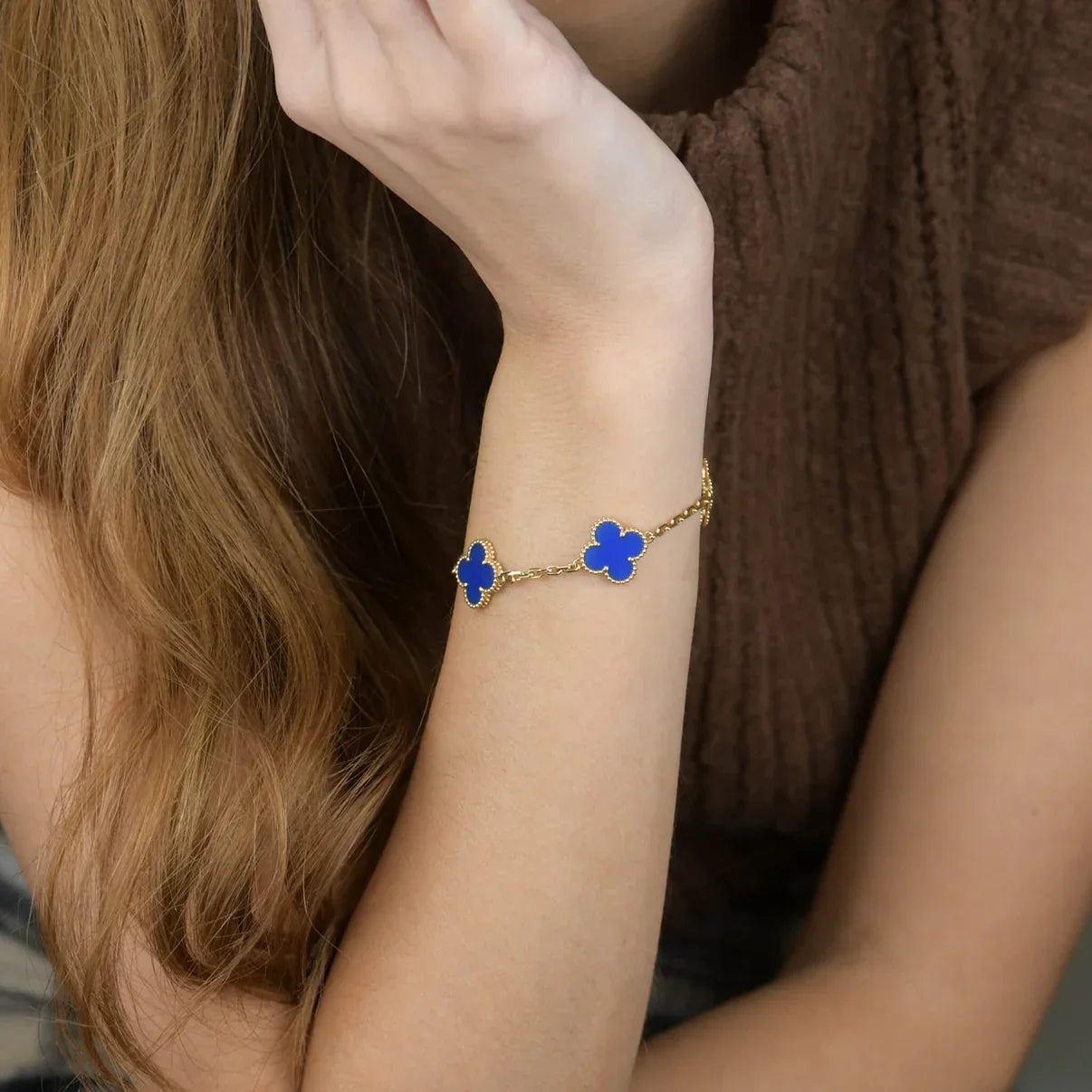 [Loco]New CLOVER 5 MOTIF BLUE AGATE BRACELET COLLECTION