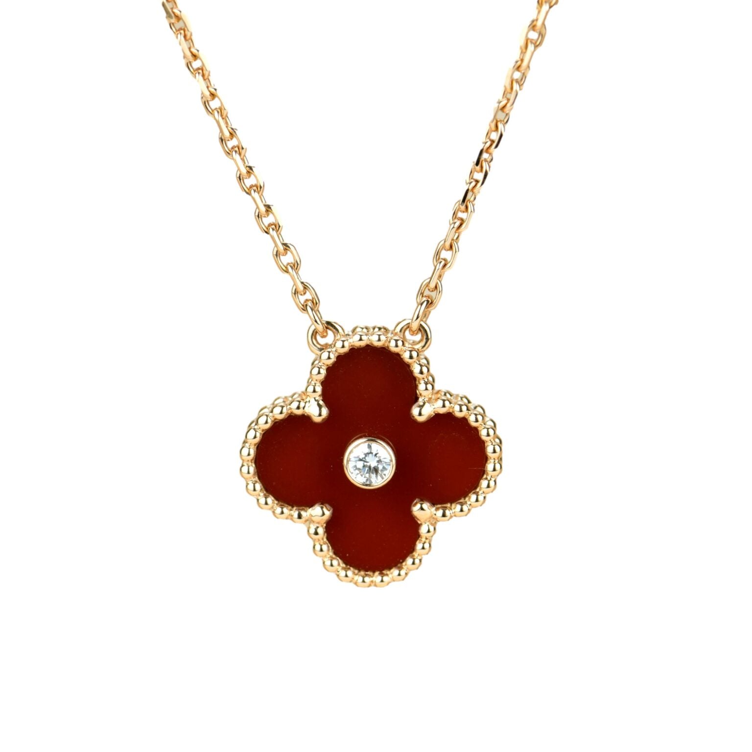 ¡®Loco¡¯CLOVER 15MM DIAMOND CARNELIAN NECKLACE