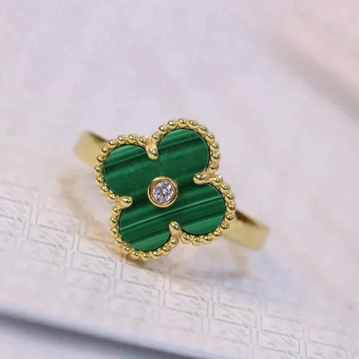 ¡®Loco¡¯CLOVER MALACHITE RING GOLD DIAMOND