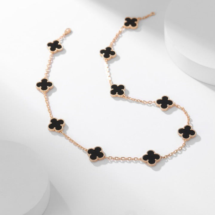 ¡®Loco¡¯CLOVER 10 MOTIFS ONYX NECKLACE