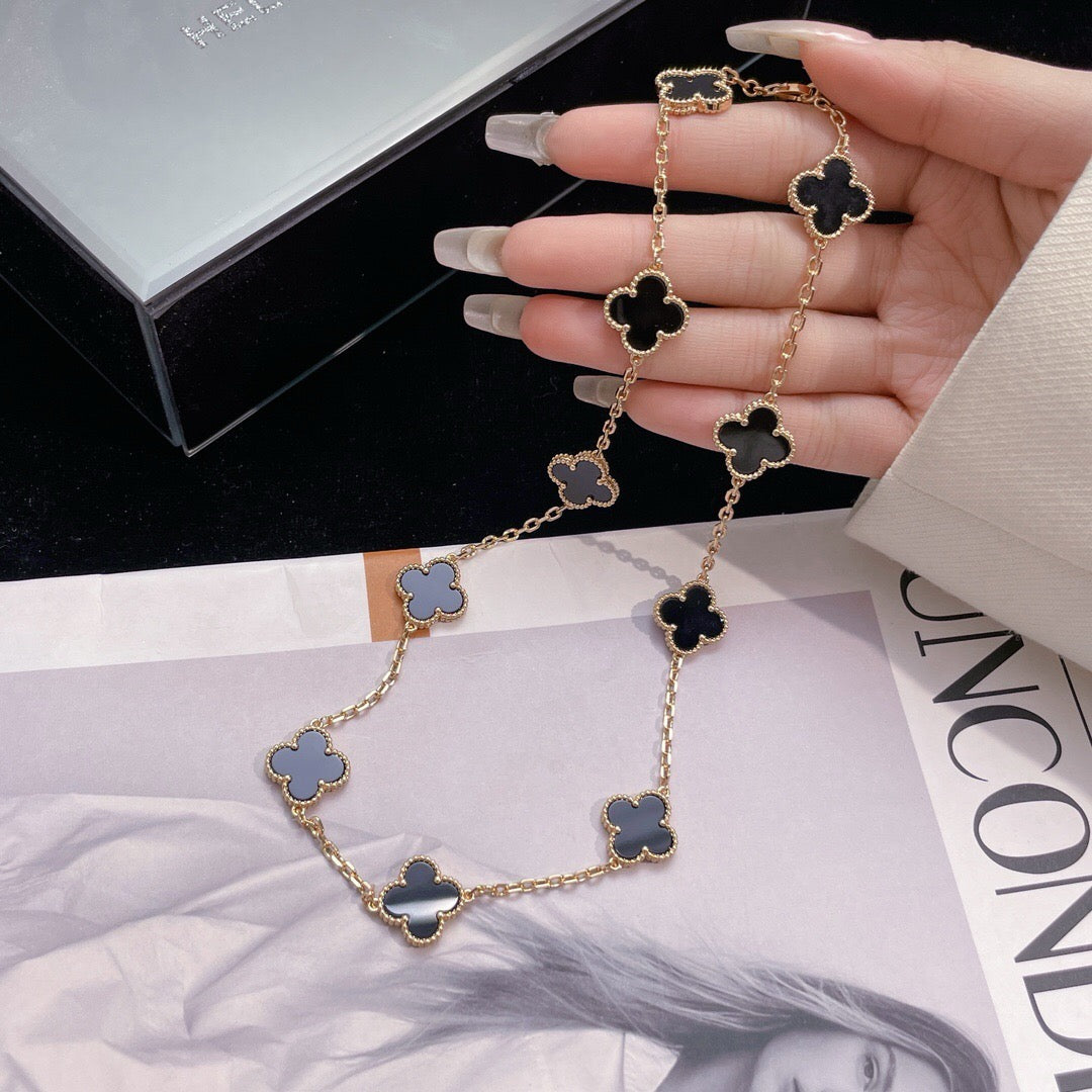 ¡®Loco¡¯CLOVER 10 MOTIFS ONYX NECKLACE