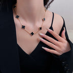 ¡®Loco¡¯CLOVER 10 MOTIFS ONYX NECKLACE