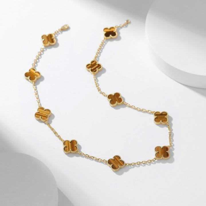 ¡®Loco¡¯CLOVER 10 MOTIFS TIGER EYE NECKLACE