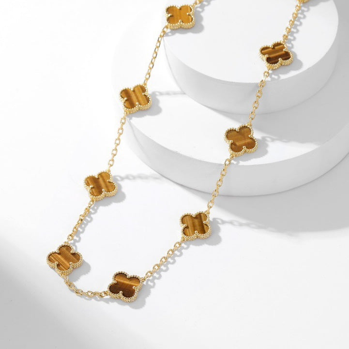 ¡®Loco¡¯CLOVER 10 MOTIFS TIGER EYE NECKLACE