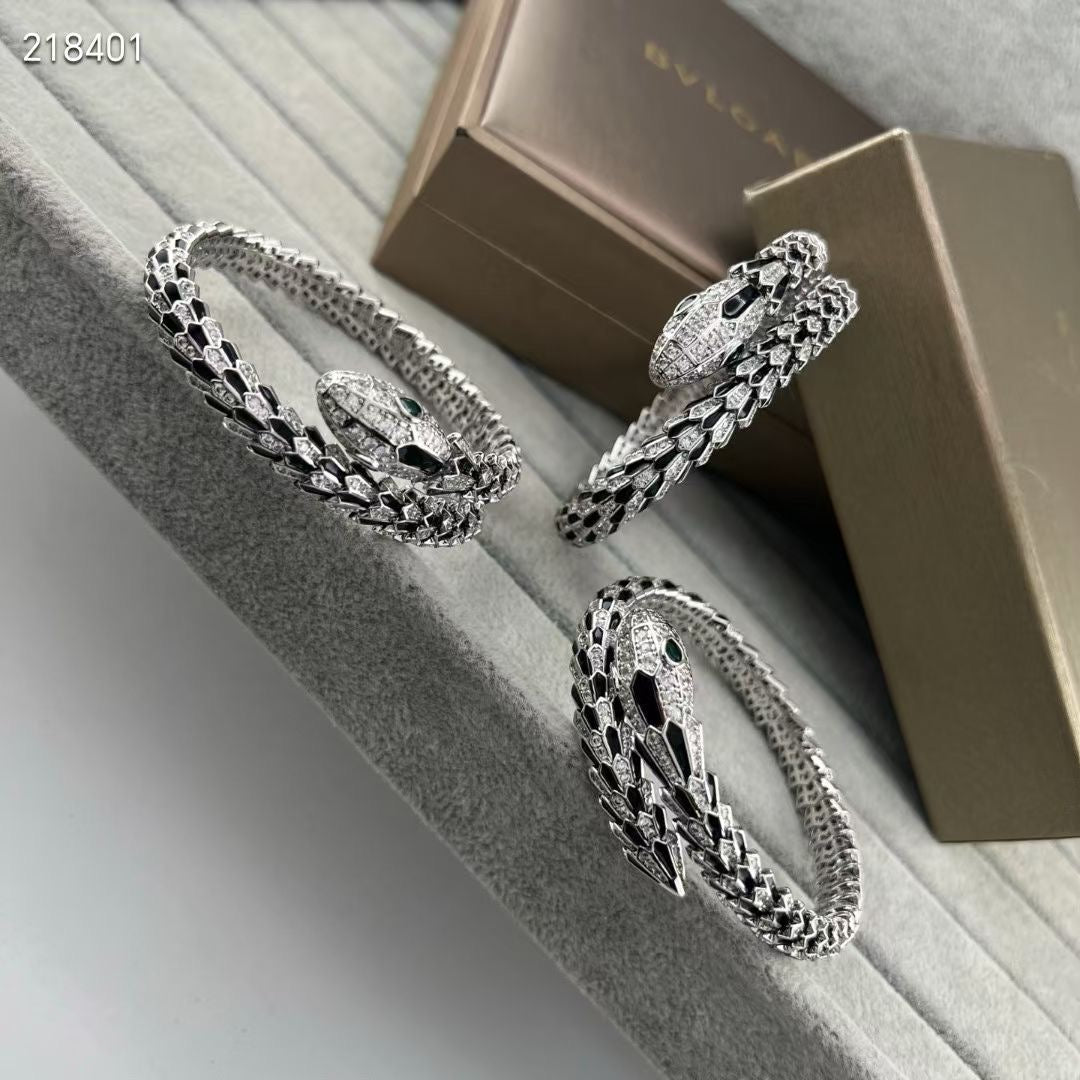 [Loco】NEW OBSIDIAN & DIAMOND SERPENT BRACELET