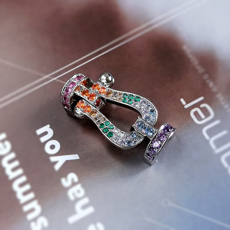 ¡®Loco¡¯FORC LARGE HORSESHOE  COLORED DIAMOND BRACELET SILVER