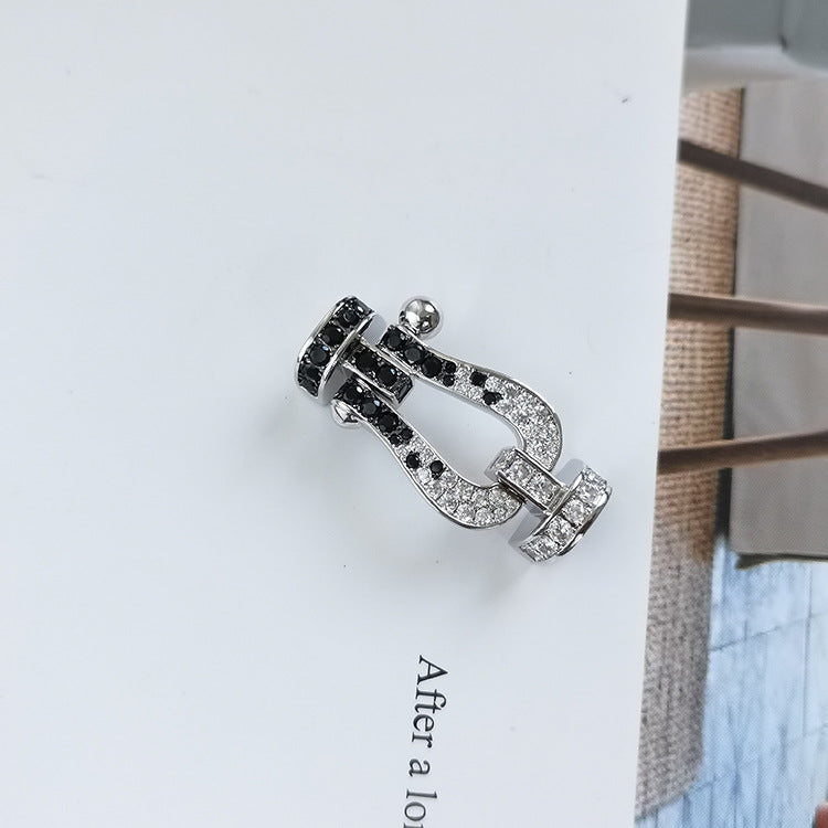 ¡®Loco¡¯FORCE LARGE HORSESHOE BLACK WHITE DIAMOND BRACELET ROSE GOLD