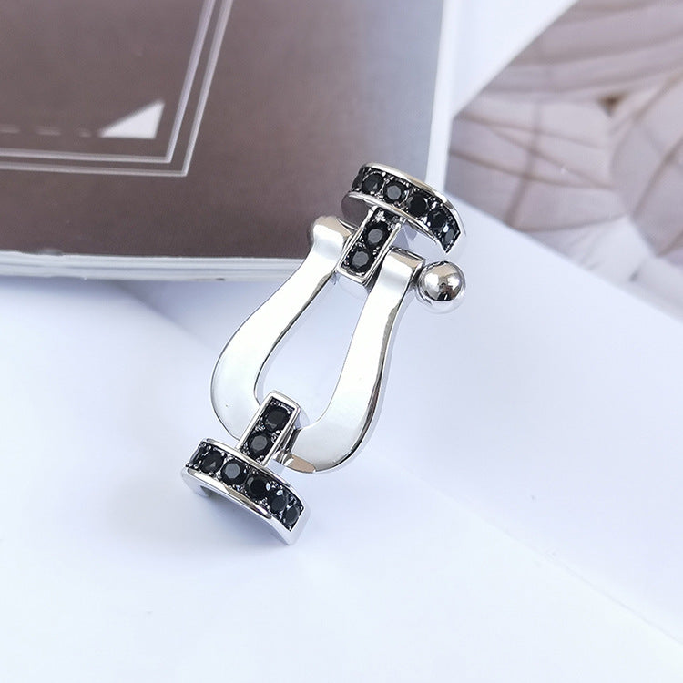 ¡®Loco¡¯FORCE LARGE HORSESHOE BLACK DIAMOND BRACELET SILVER