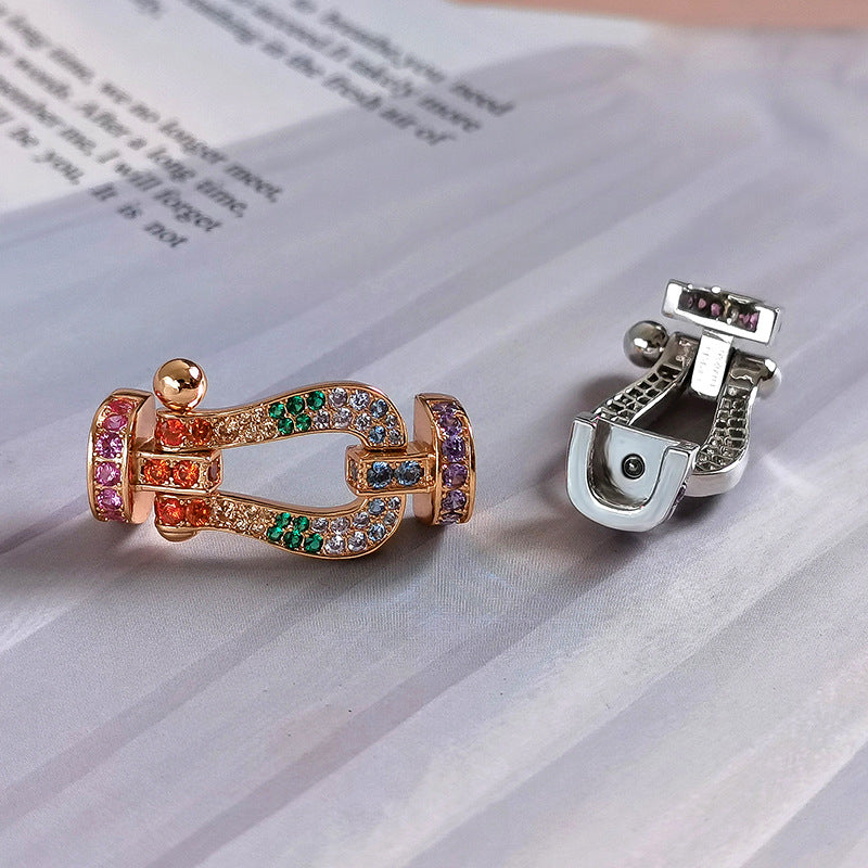 ¡®Loco¡¯FORC LARGE HORSESHOE  COLORED DIAMOND BRACELET SILVER