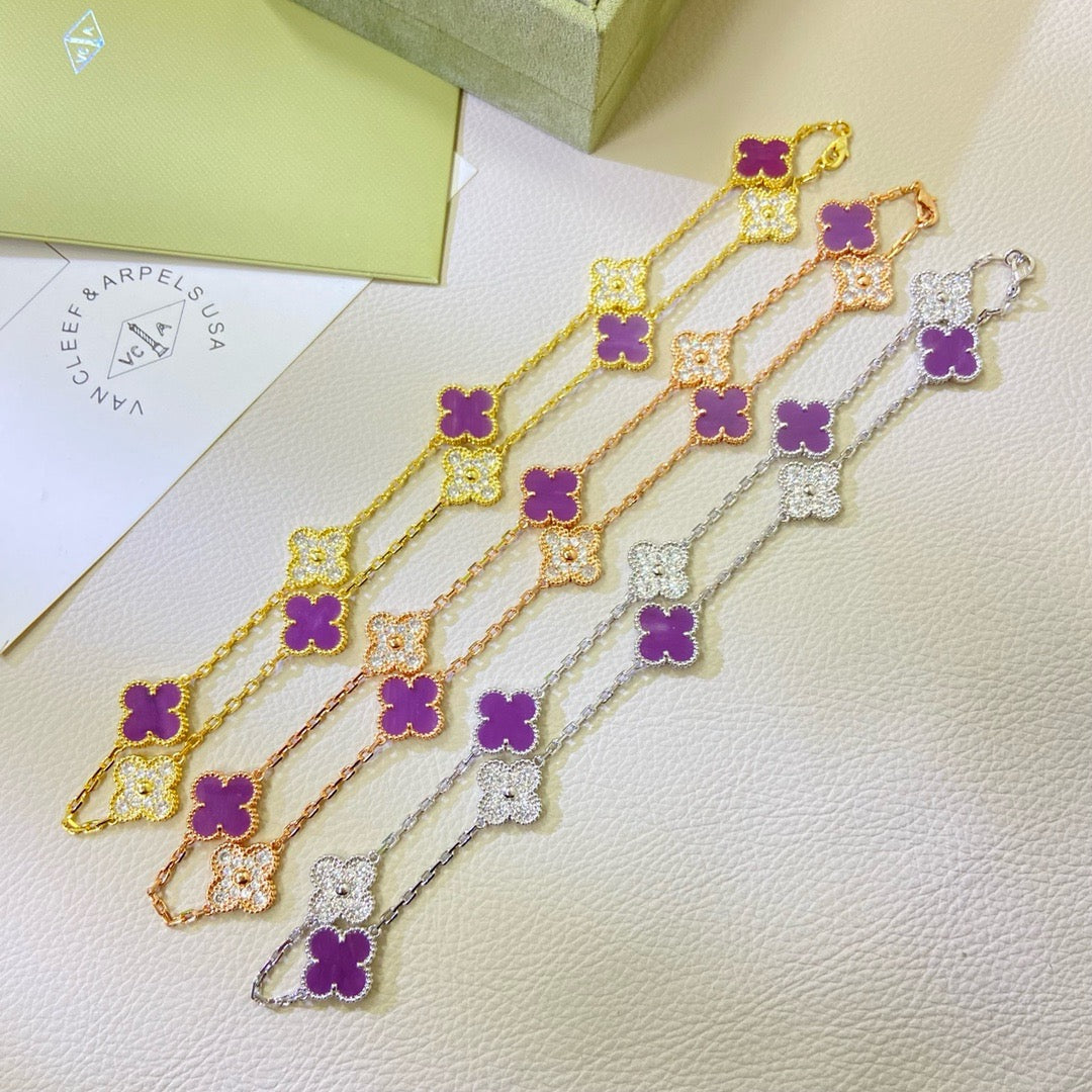 ¡®Loco¡¯CLOVER 10 MOTIFS  PURPLE VIOLET DIAMOND NECKLACE