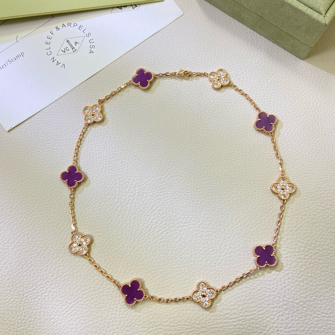 ¡®Loco¡¯CLOVER 10 MOTIFS  PURPLE VIOLET DIAMOND NECKLACE