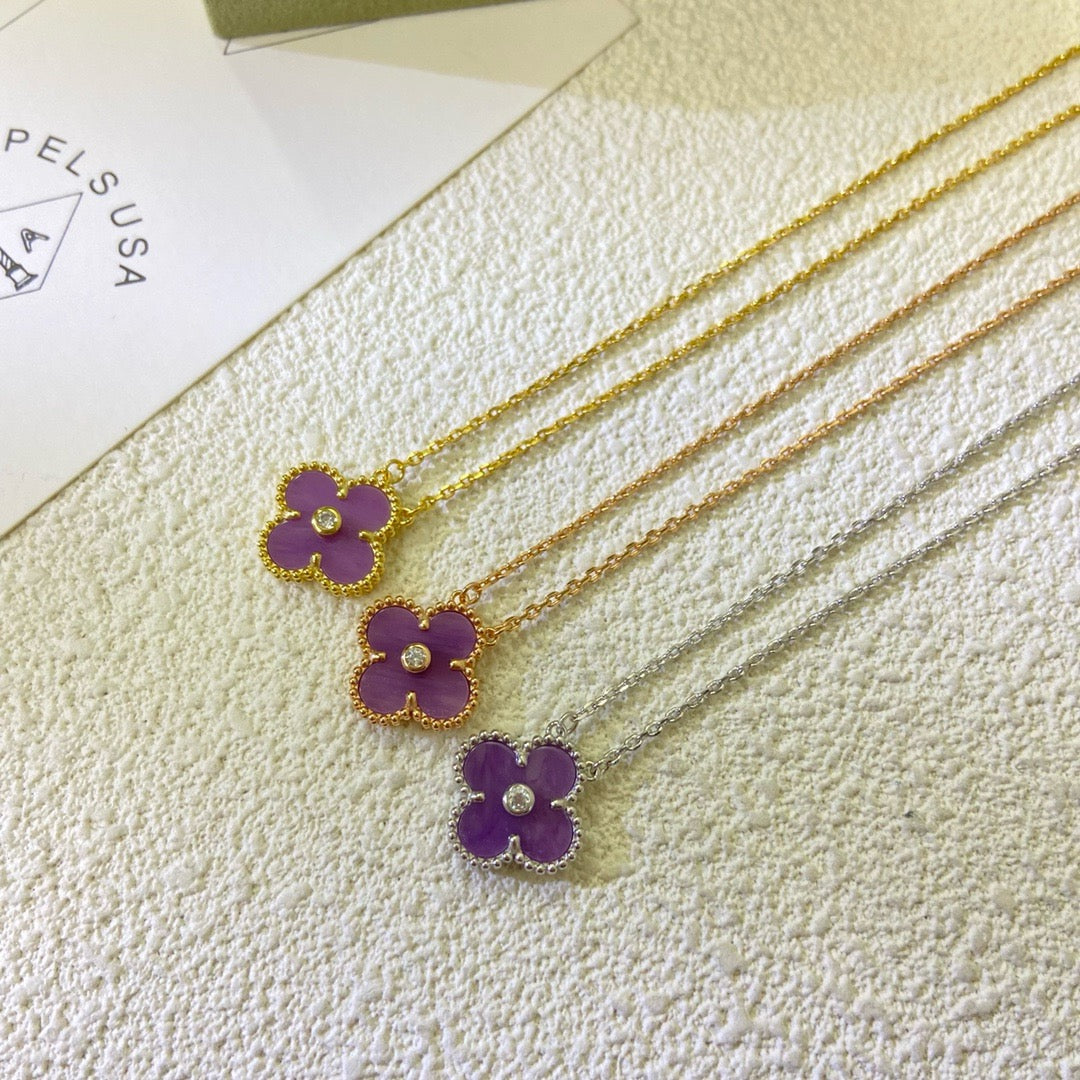 ¡®Loco¡¯CLOVER 15MM DIAMOND  PURPLE VIOLET NECKLACE