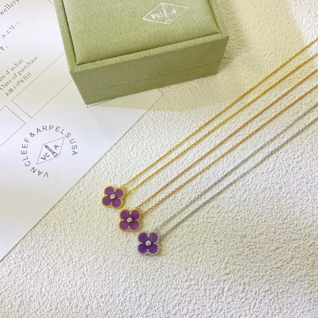 ¡®Loco¡¯CLOVER 15MM DIAMOND  PURPLE VIOLET NECKLACE