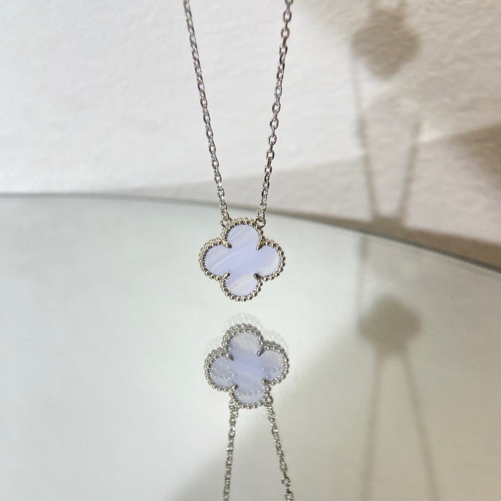 ¡®Loco¡¯CLOVER 15MM BLUE CHALCEDONY NECKLACE SILVER