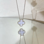 ¡®Loco¡¯CLOVER 15MM BLUE CHALCEDONY NECKLACE SILVER