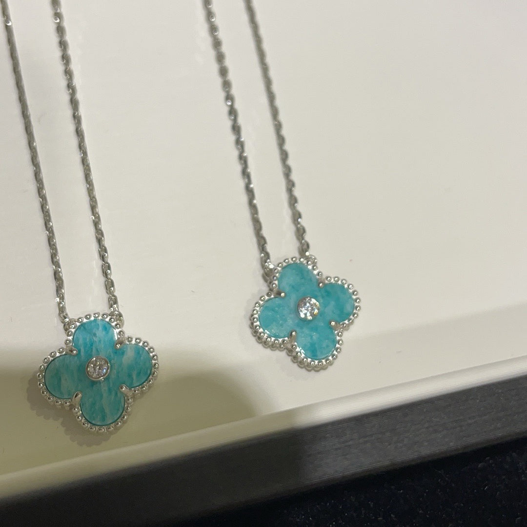 ¡®Loco¡¯CLOVER 15MM DIAMOND SVRES PORCELAIN  NECKLACE SILVER