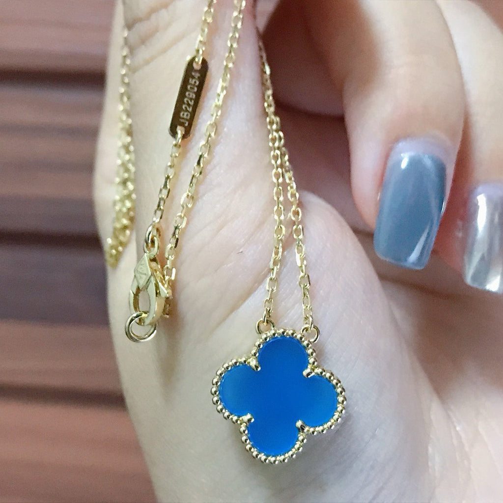 ¡®Loco¡¯CLOVER 15MM BLUE AGATE NECKLACE