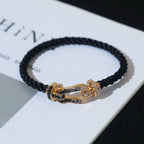 ¡®Loco¡¯FORCE LARGE HORSESHOE BLACK WHITE DIAMOND BRACELET ROSE GOLD