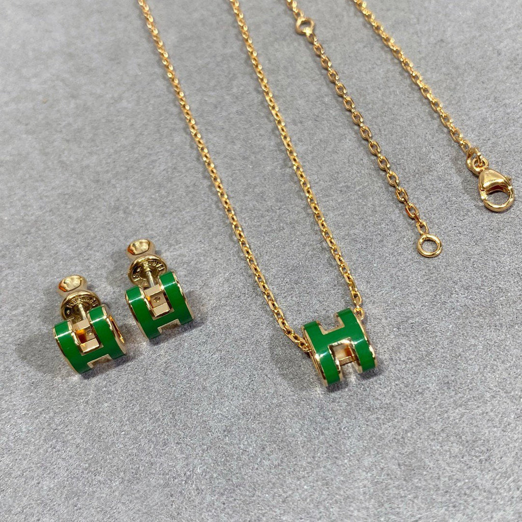 ¡®Loco¡¯POP H GREEN NECKLACE SILVER AND GOLD