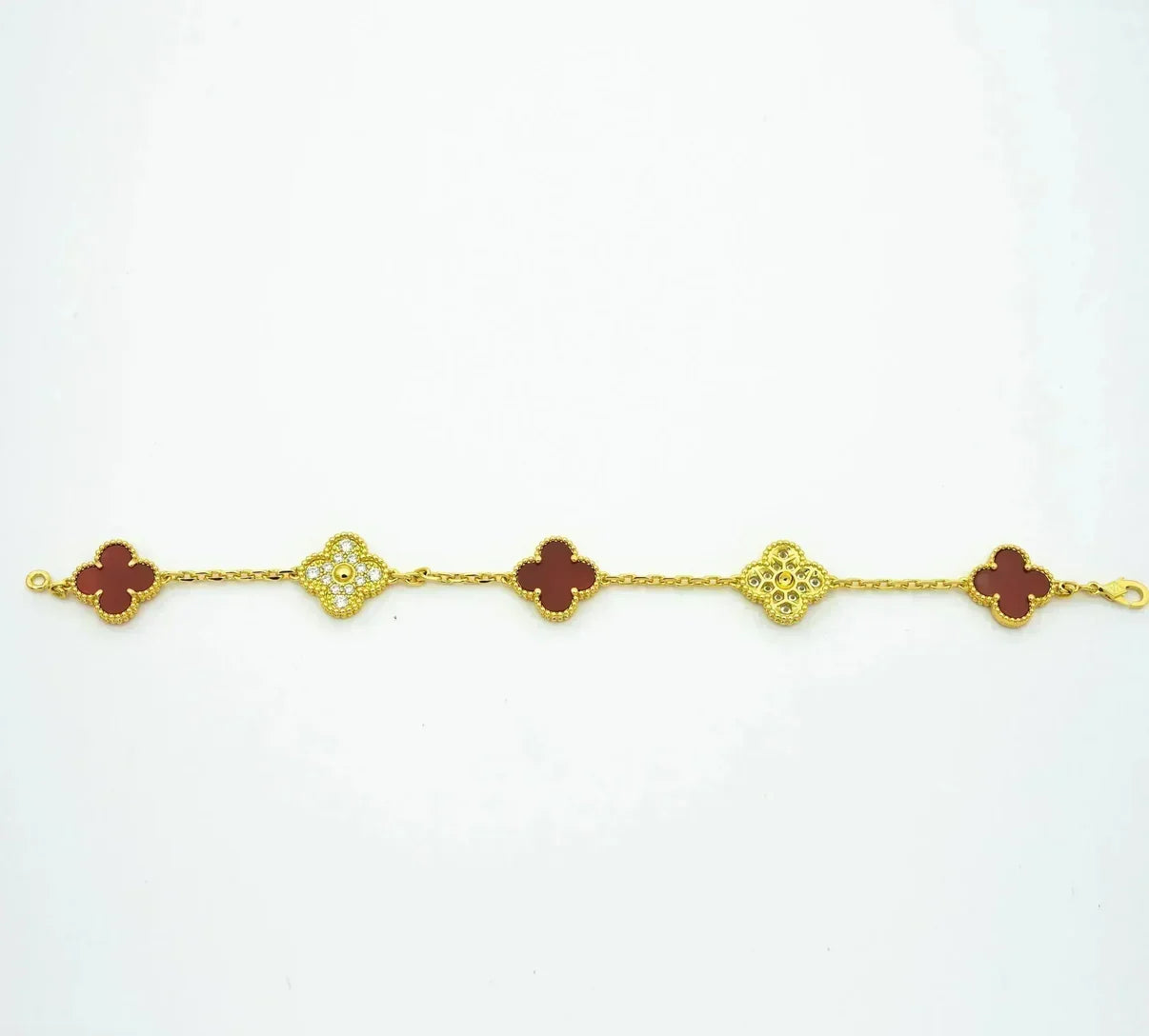 [Loco]New  CLOVER 5 MOTIF RED CORNELIAN BRACELET COLLECTION