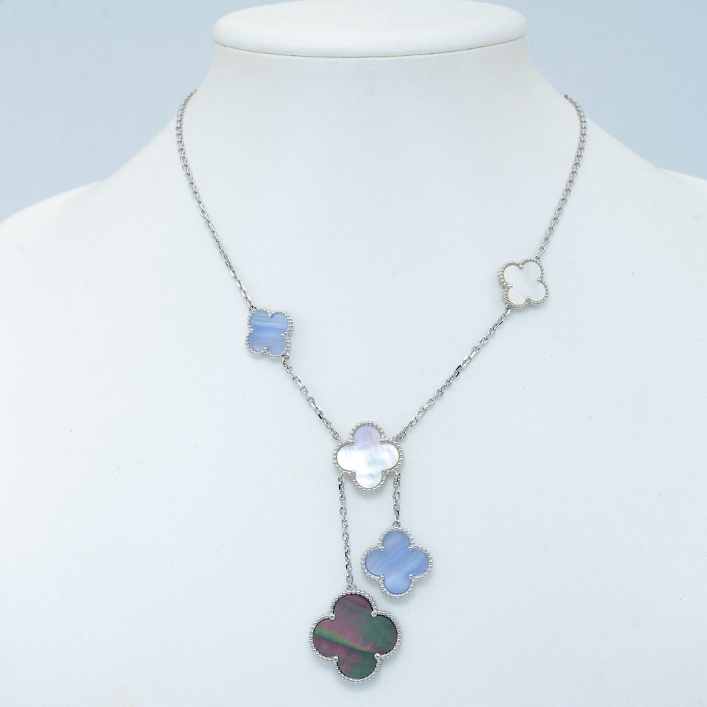 ¡®Loco¡¯CLOVER MOP CHALCEDONY NECKLACE SILVER 6 MOTIF
