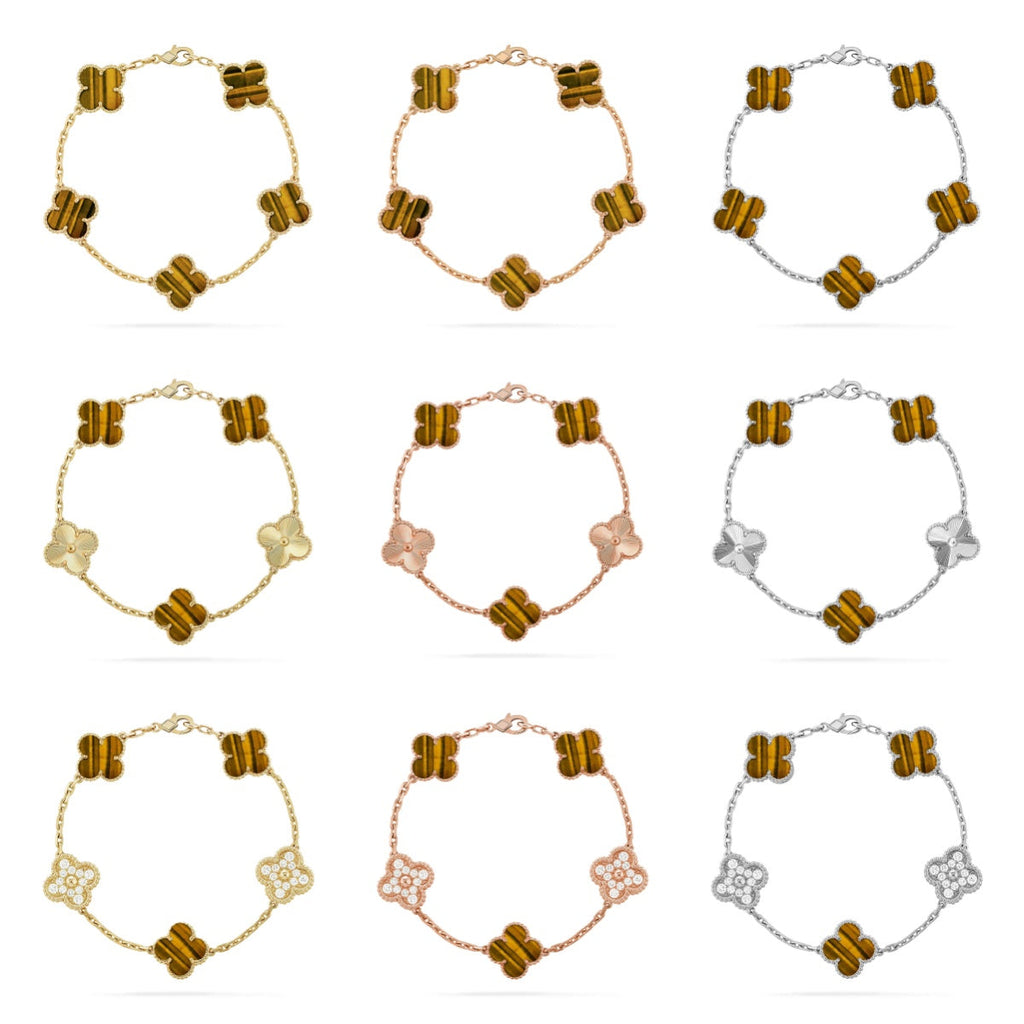 [Loco]New  CLOVER 5 MOTIFS TIGER EYE BRACELET COLLECTION