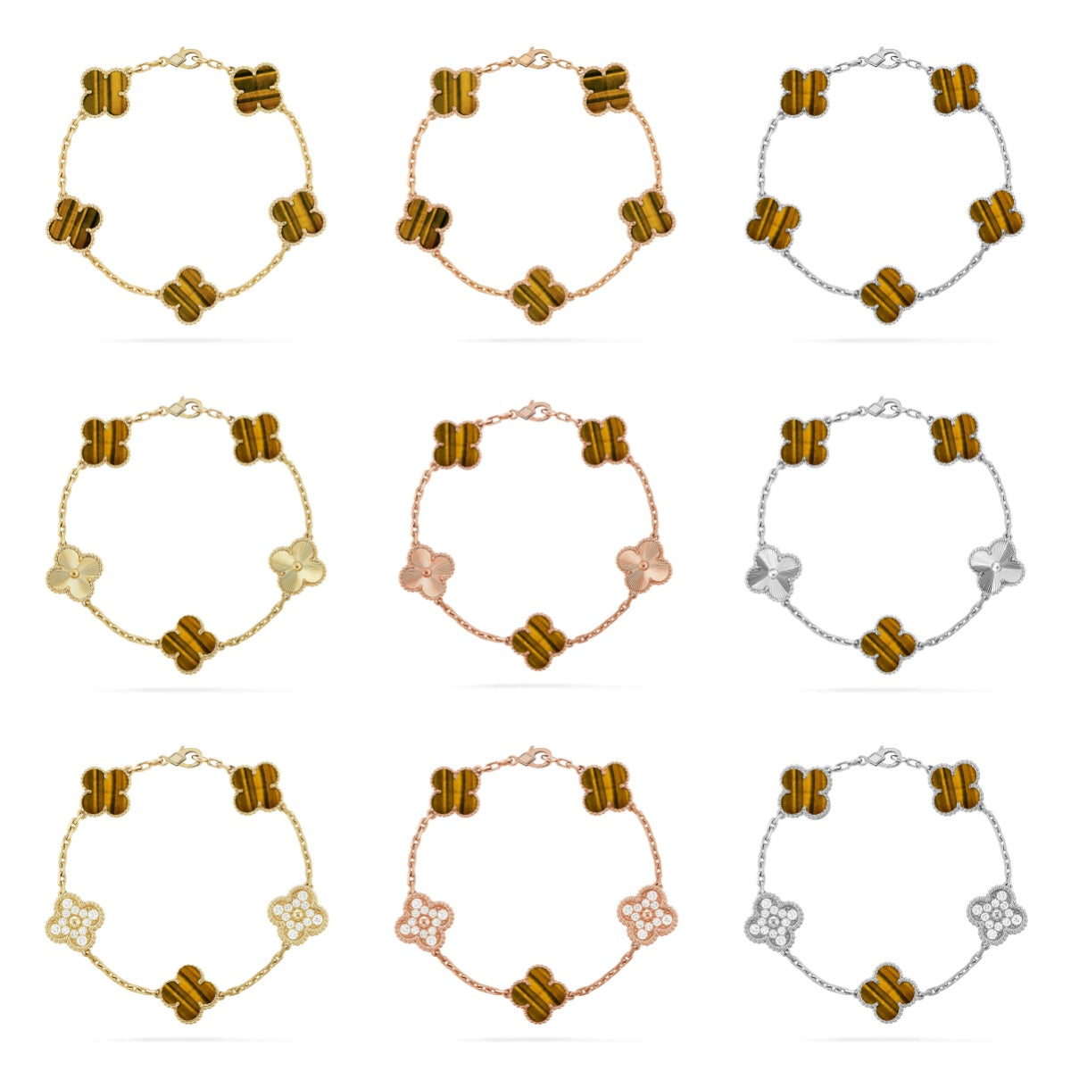 [Loco]New  CLOVER 5 MOTIFS TIGER EYE BRACELET COLLECTION