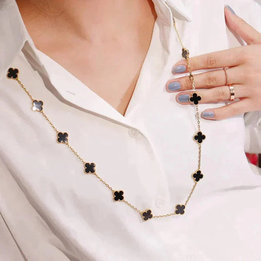 ¡®Loco¡¯CLOVER 20 MOTIFS ONYX NECKLACE