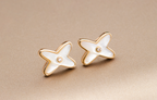 ¡®Loco¡¯JEUX DE WHITE MOP PINK GOLD DIAMOND EARRINGS