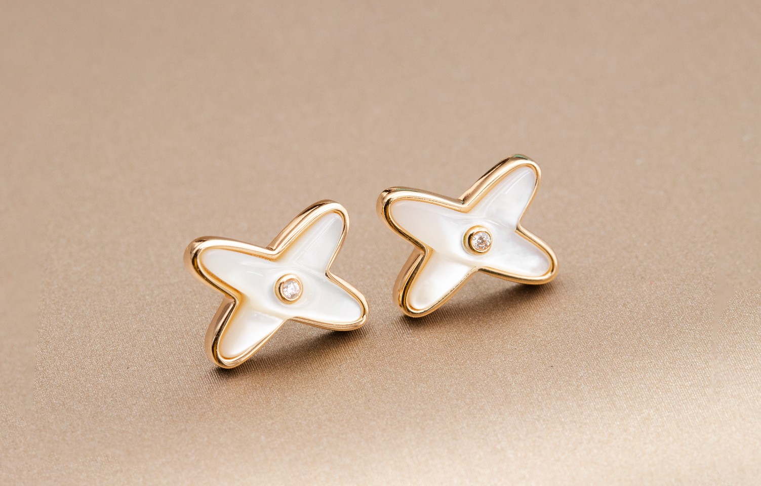 ¡®Loco¡¯JEUX DE WHITE MOP PINK GOLD DIAMOND EARRINGS