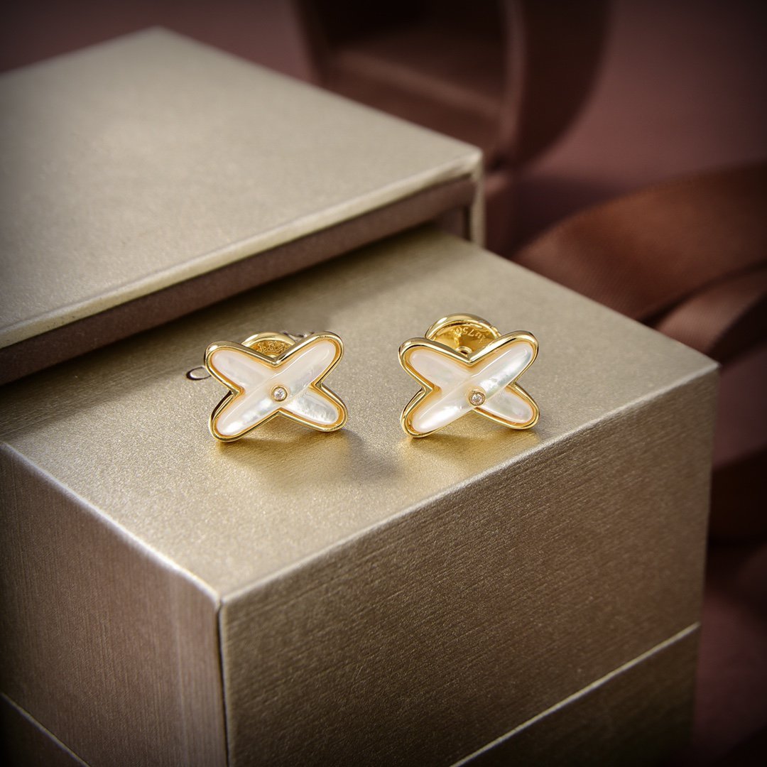 ¡®Loco¡¯JEUX DE WHITE MOP GOLD DIAMOND EARRINGS