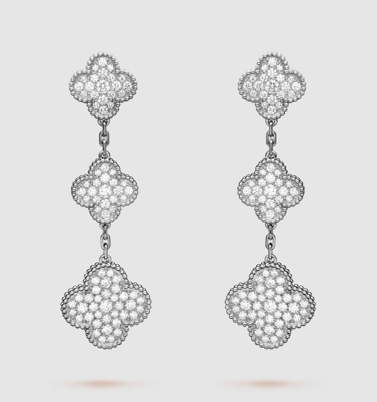 ¡®Loco¡¯CLOVER 3 MOTIF DIAMOND SILVER DROP EARRINGS
