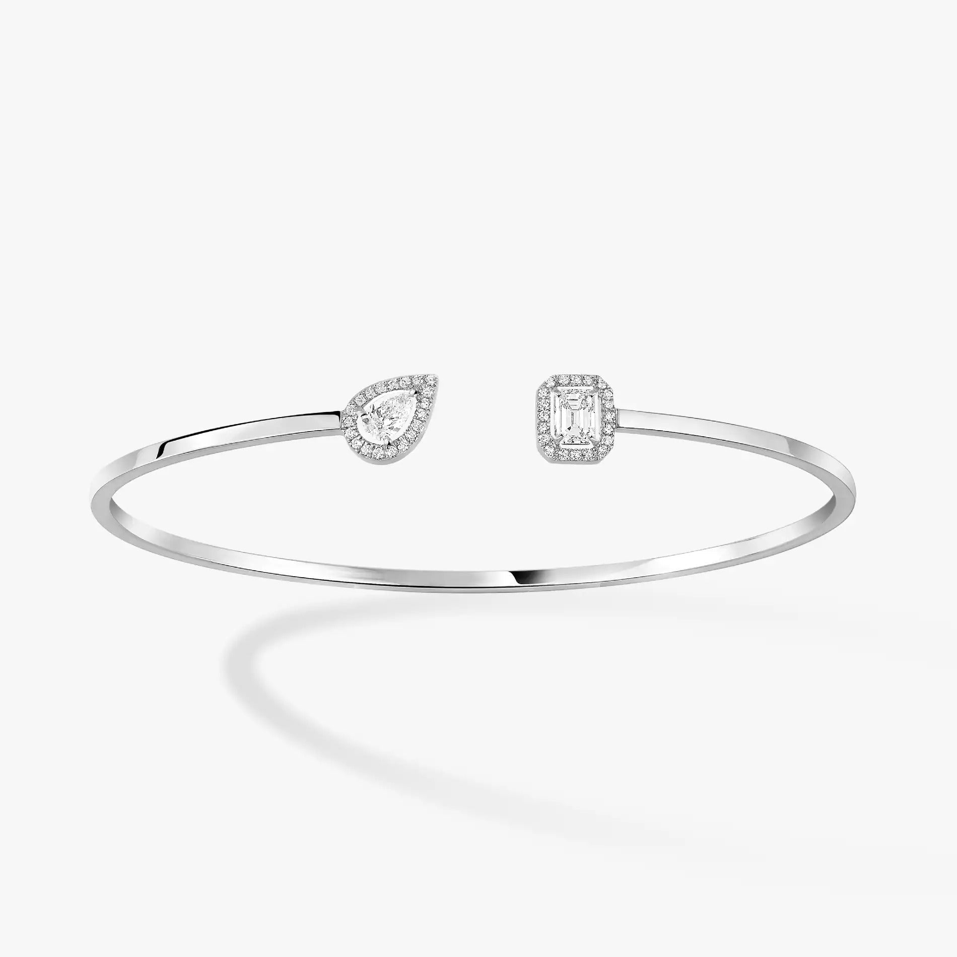 [Loco jewelrys]JONC FLEX MY TWIN TOI & MOI SILVER DIAMOND BRACELET