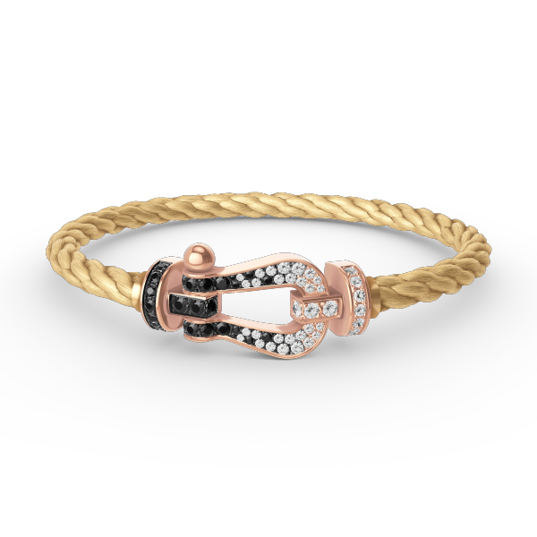 ¡®Loco¡¯FORCE LARGE HORSESHOE BLACK WHITE DIAMOND BRACELET ROSE GOLD