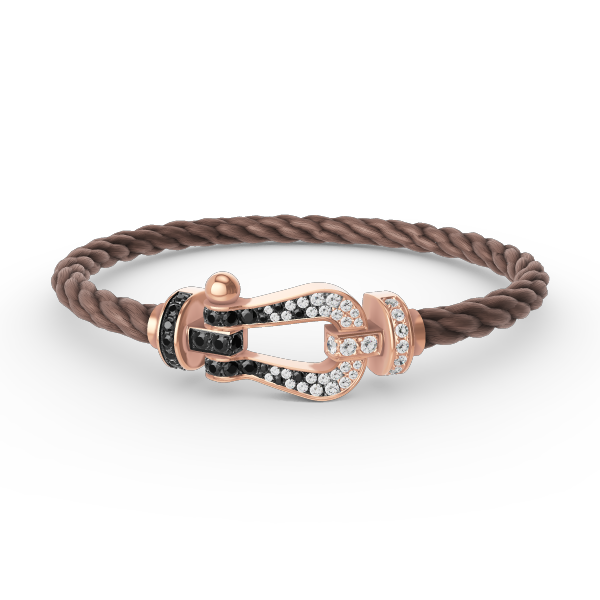 ¡®Loco¡¯FORCE LARGE HORSESHOE BLACK WHITE DIAMOND BRACELET ROSE GOLD