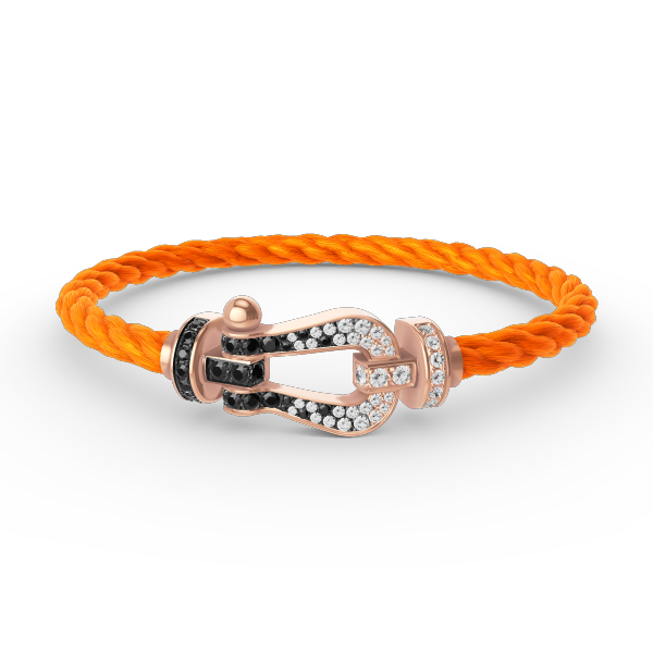 ¡®Loco¡¯FORCE LARGE HORSESHOE BLACK WHITE DIAMOND BRACELET ROSE GOLD