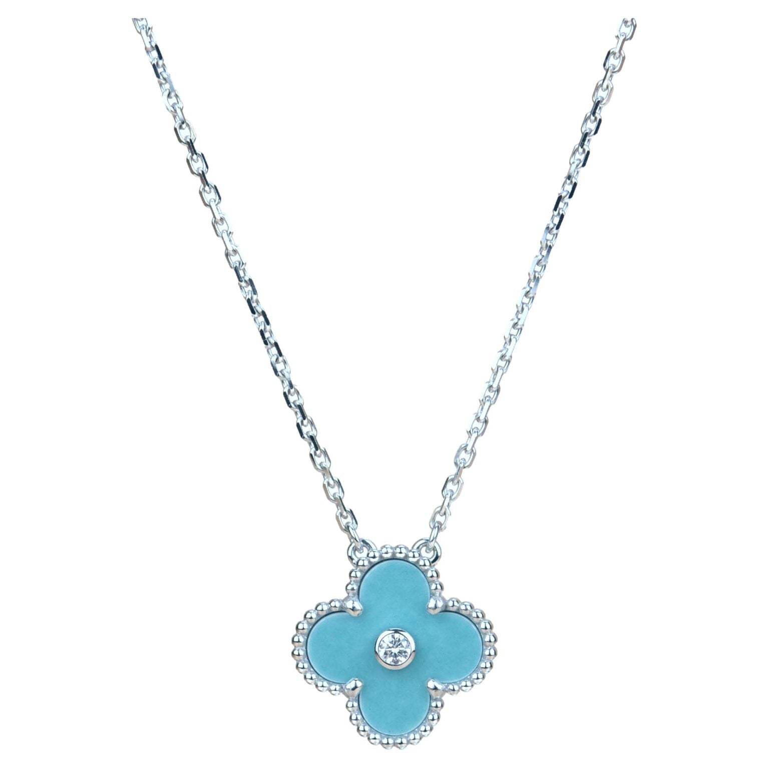 ¡®Loco¡¯CLOVER 15MM DIAMOND SVRES PORCELAIN  NECKLACE SILVER