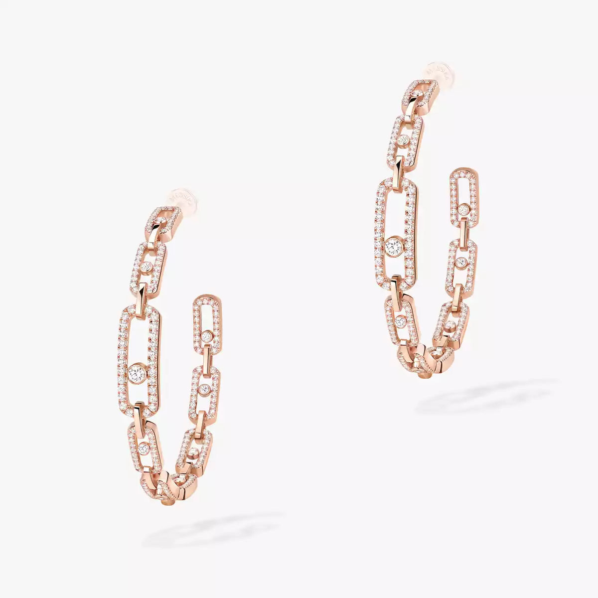 [[Loco jewelrys]Move Link Diamond Hoop Earrings