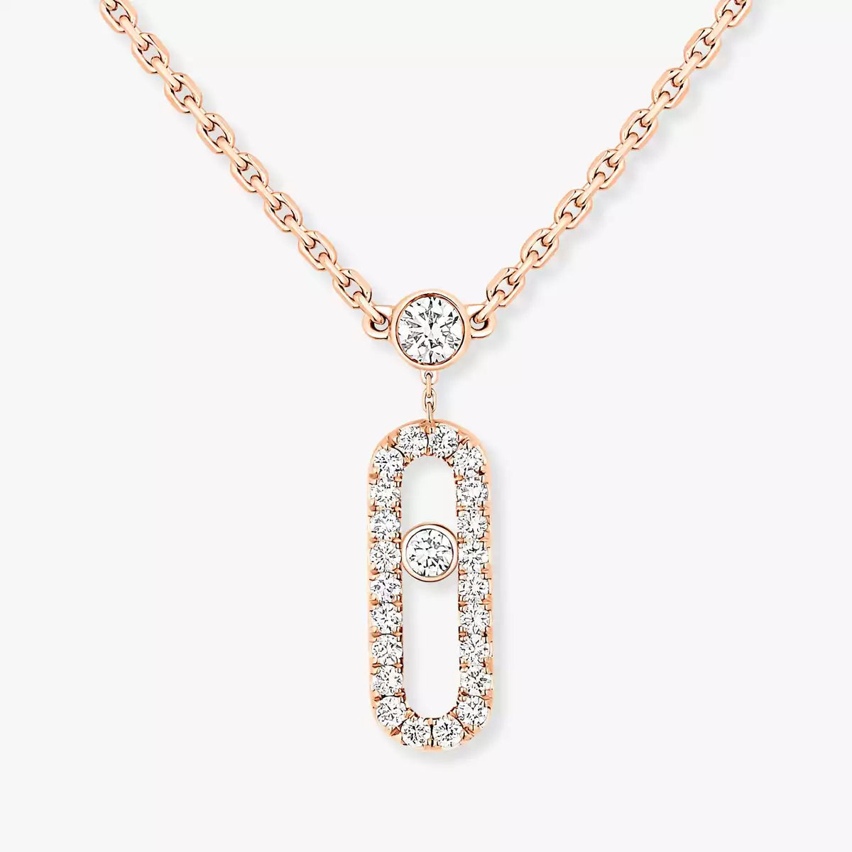 [Loco jewelrys]2 Rows Rose Gold Diamond Pave_ Necklace Move Uno