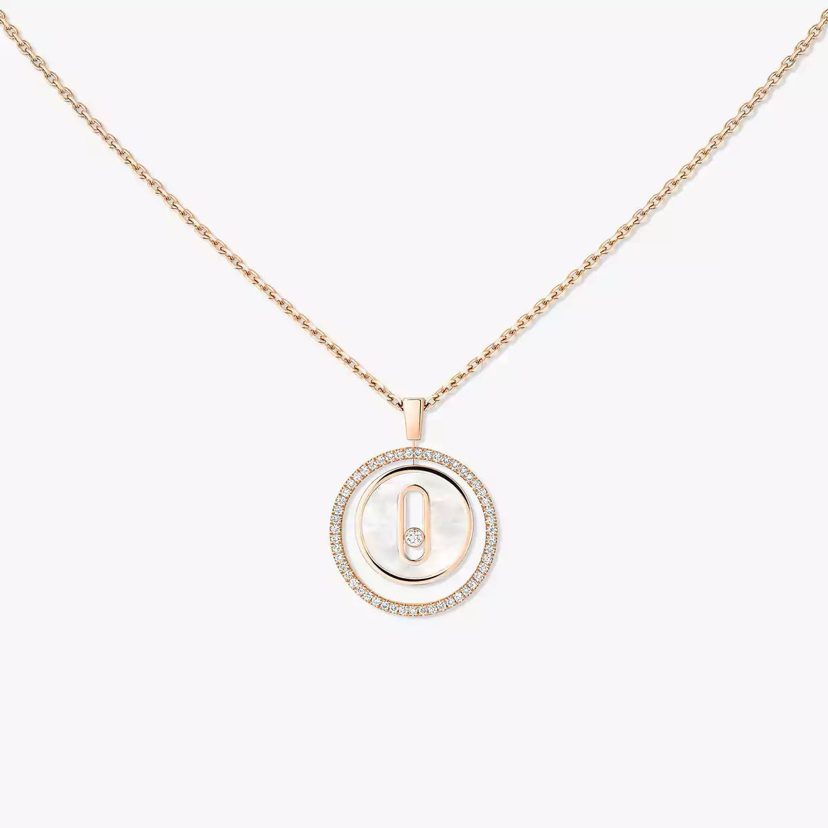 [Loco jewelrys]Lucky Move Diamond Necklace in Rose Gold and White Mother-of-Pearl
