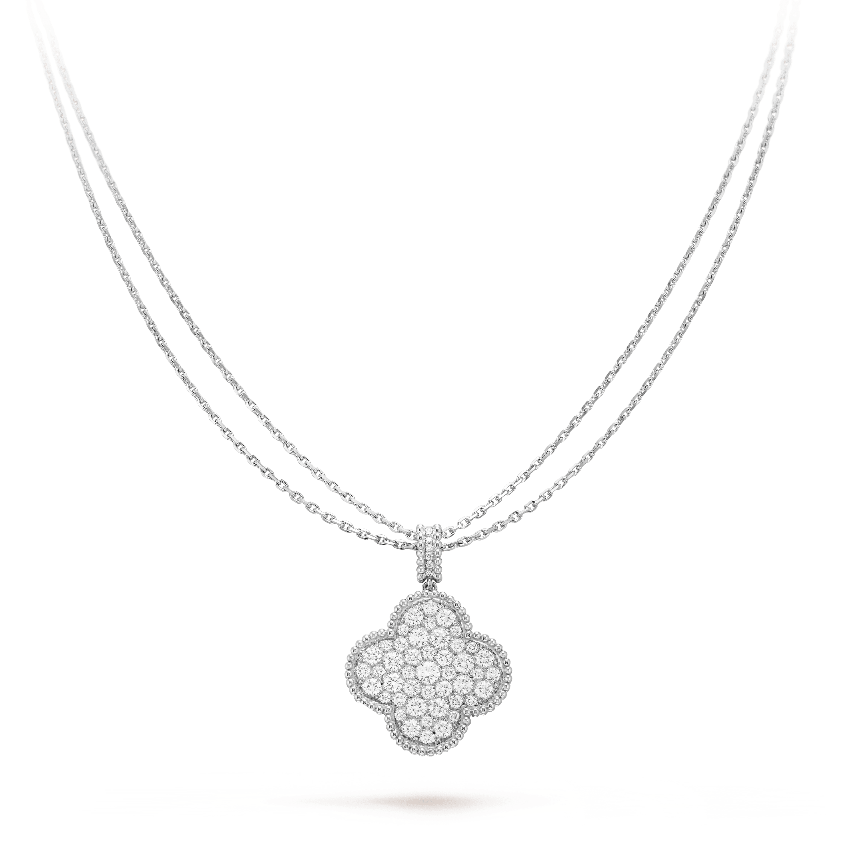¡®Loco¡¯CLOVER 25MM SILVER FULL DIAMOND BIG CLOVER NECKLACE