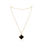 ¡®Loco¡¯CLOVER 25MM GOLD ONYX BIG CLOVER NECKLACE