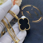 ¡®Loco¡¯CLOVER 25MM GOLD ONYX BIG CLOVER NECKLACE