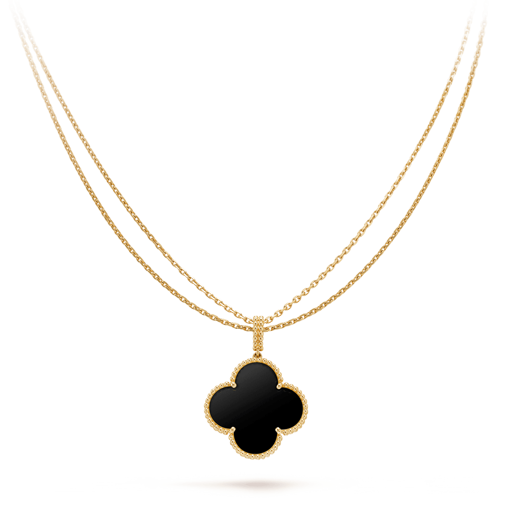 ¡®Loco¡¯CLOVER 25MM GOLD ONYX BIG CLOVER NECKLACE