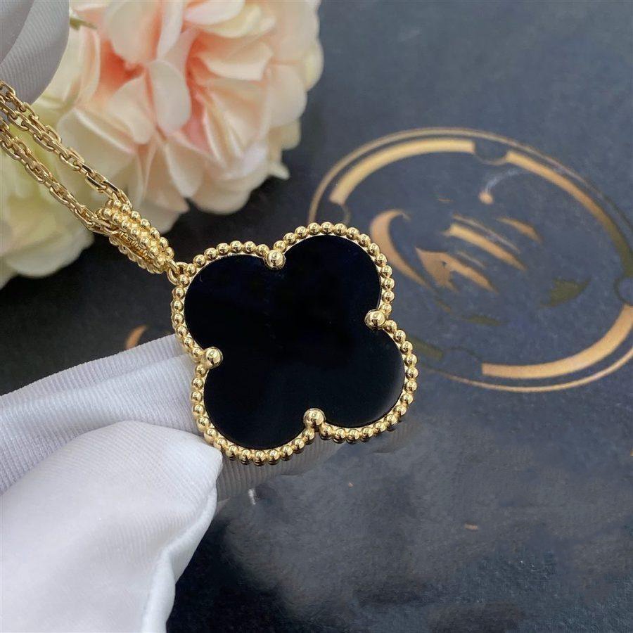 ¡®Loco¡¯CLOVER 25MM GOLD ONYX BIG CLOVER NECKLACE