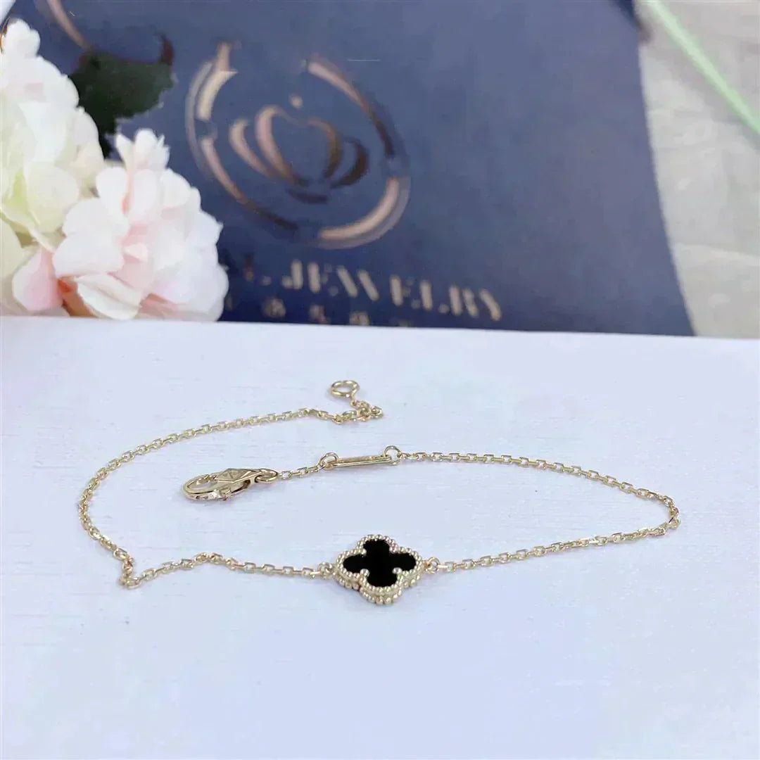¡®Loco¡¯CLOVER ONYX SINGLE FLOWER BRACELET