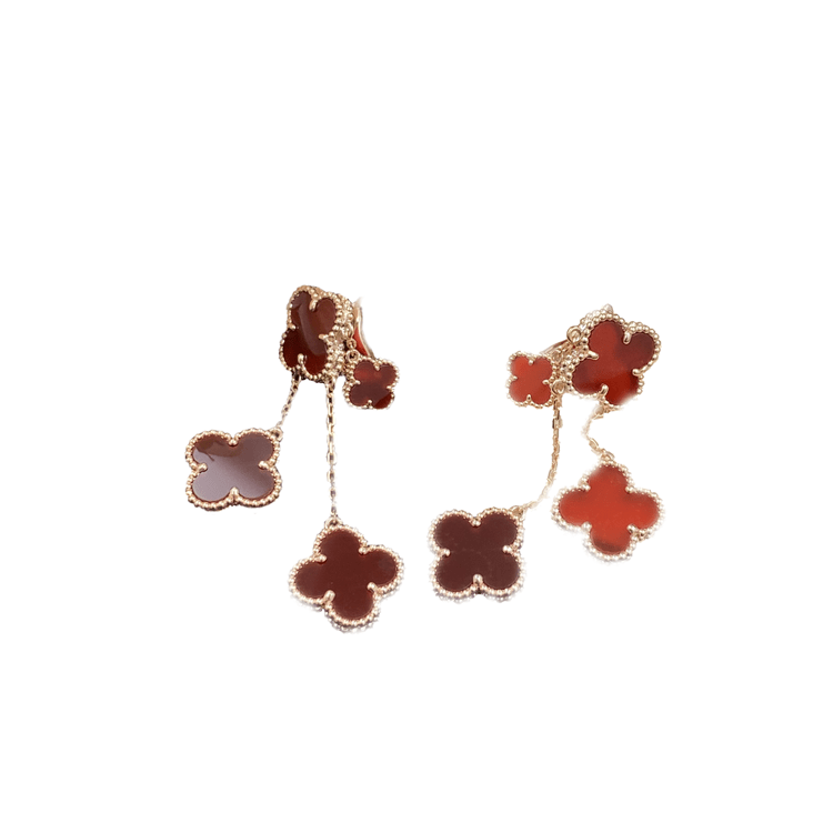¡®Loco¡¯CLOVER EARRINGS CARNELIAN 4 MOTIFS PINK GOLD